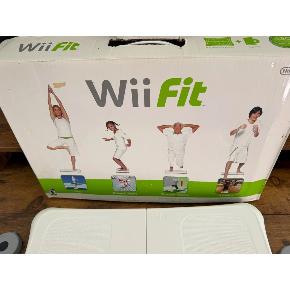 Nintendo Wii Fit Balance Board RVL-021 White with Teal Silicone Skin and Box